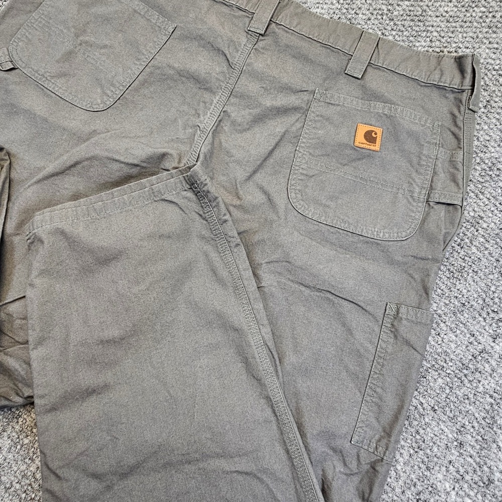 Carhartt Mens Gray Canvas Loose Fit Carpenter Work Pants Utility 44x32